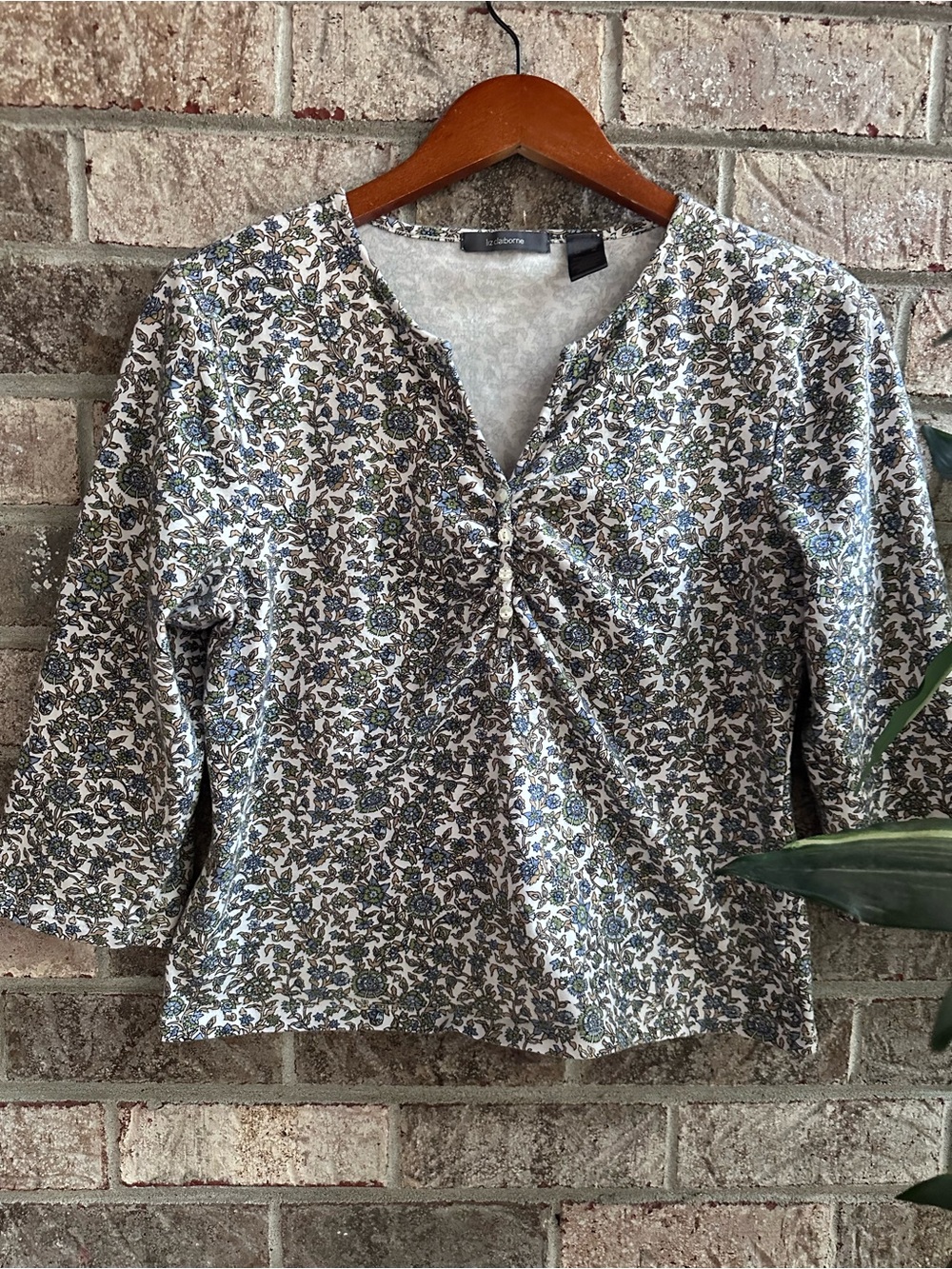 Vintage Cottagecore Liz Claiborne Floral Button Front Women's Top XL